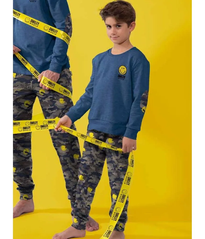 Pijama invierno niño Smiley Camuflaje algodón