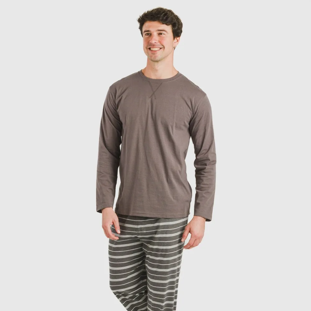 Pijama largo algodón hombre Raya Gastur topo