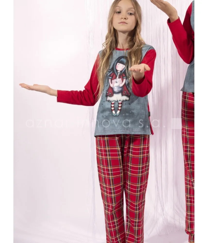 Pijama largo niña Gorjuss Tears rojo algodón
