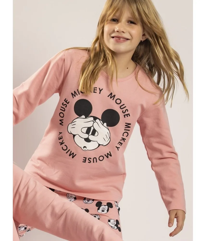 Pijama niña invierno Disney Mickey Sport rosa algodón